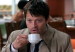 Castiel enjoys a cup of coffee.