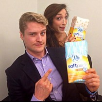 Charlie White and Meryl Davis introduce the new Puffs packaging.