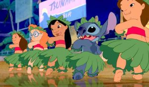 Lilo and Stitch do the hula.