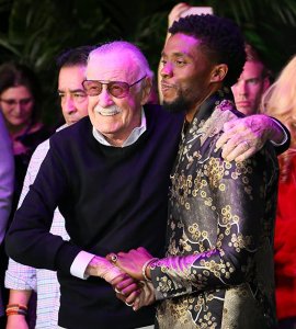 Stan Lee and Chadwick Boseman