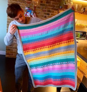 Tom Daley shows off his 2020 Advent CALendar crochet project.