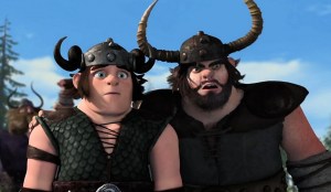 Snotlout and his father Spitelour from HTTYD's animated series.